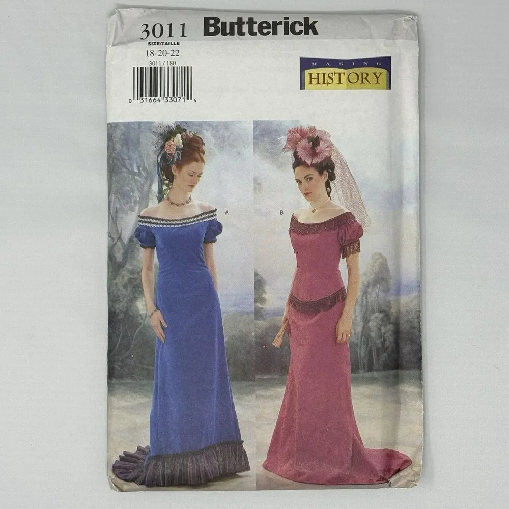 Butterick 3011 Sewing Pattern Edwardian Gown Dress Train Size 18 20 22 History - Picture 12 of 12